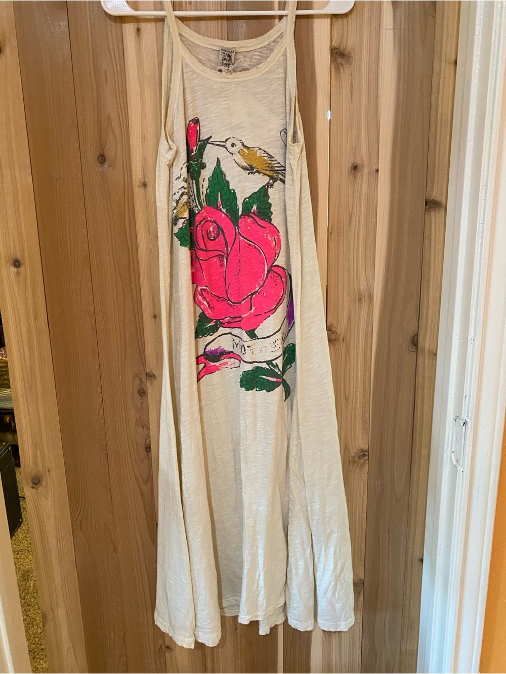 Magnolia Pearl Cream Maxi Dress with Hot Pink Rose Graphic